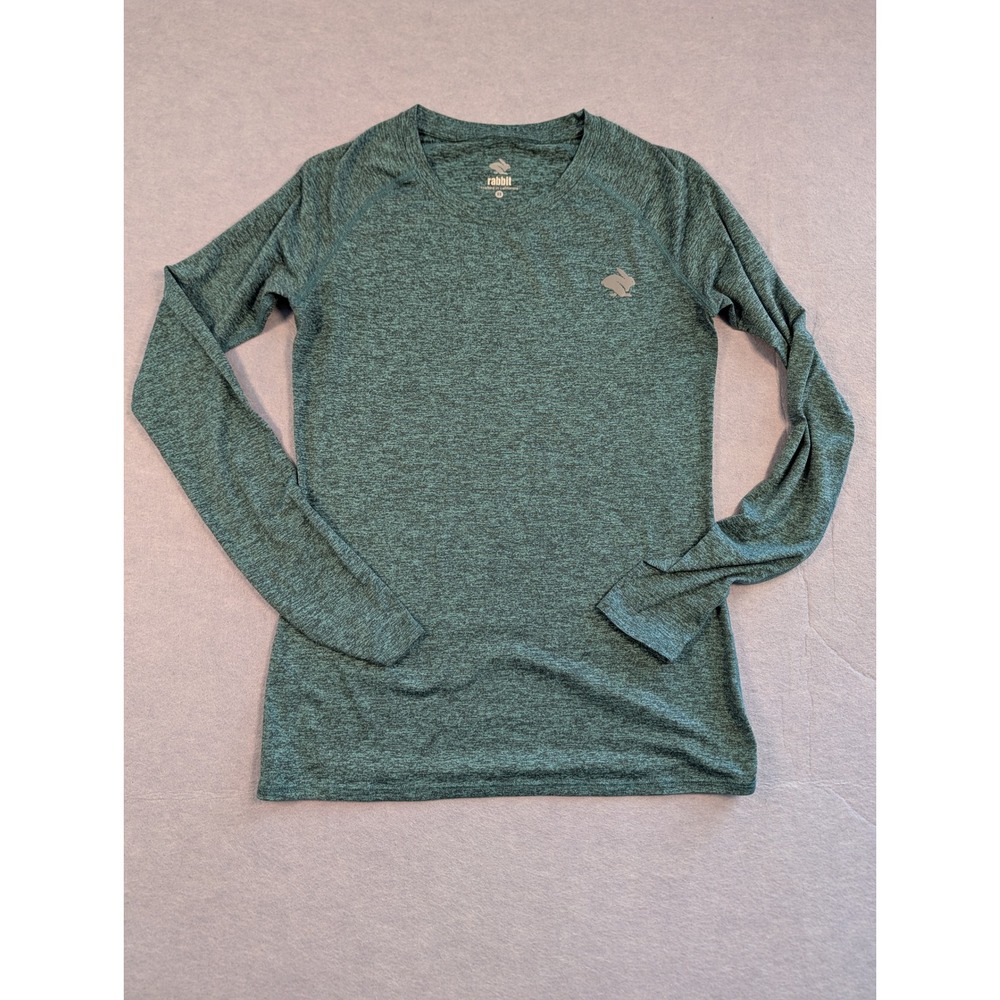 Rabbit EZ Tee Running Womens XS Teal Heather Long Sleeve Athletic Top Excellent
